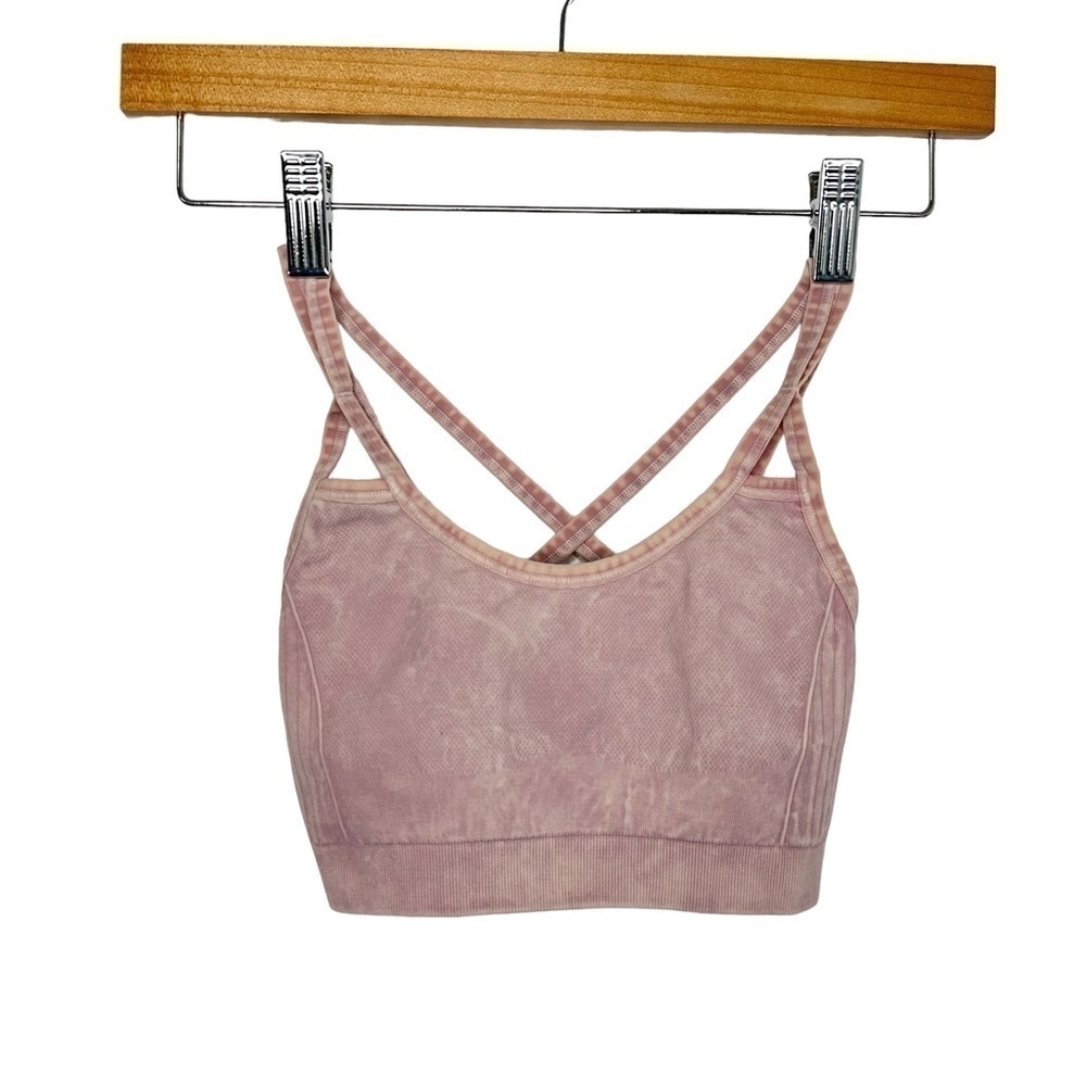 Soulcycle Womens Seamless Strappy Back Sports Bra Sz XS Pink Wash Activewear